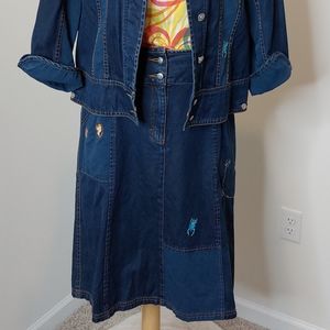 🦄 Oilily embroidered denim skirt size 40, US 10